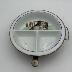 Vintage Excello 2800 Little Bo Peep Hot Water Baby Food Warming Dish Metal Base